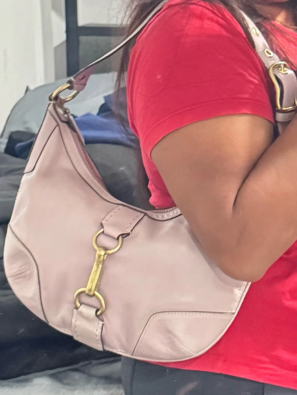 Coach Lilac Vintage Hampton Leather Hobo with Gold Hardware